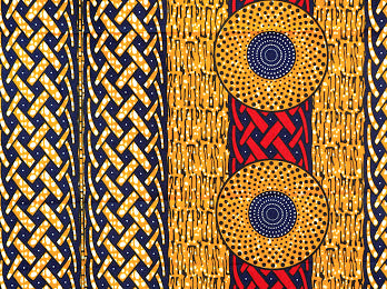 Gold,Red,Blue And White Dotted Ankara Print Detachable Silklined Headwrap