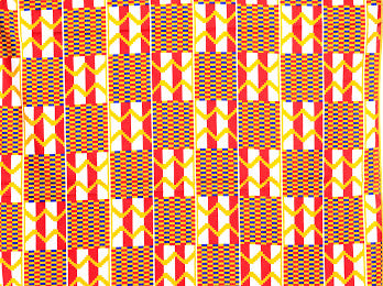 Red,White,Gold,Blue Stripped Ghanaian Kente Print Detachable Silklined Headwrap