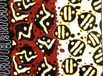 Brown, Black,White, Yellow Bogolan Art Print Detachable Silklined Headwrap