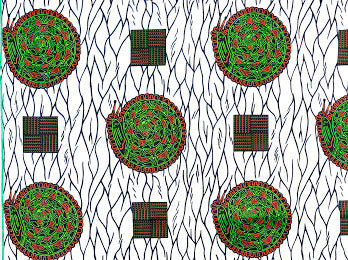 White, Green, Red spotted Ankara Print Detachable Silklined Headwrap