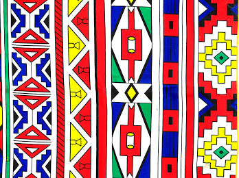 Red, Yellow,Blue, Green, Black And White Shaped Ghanaian Kente Print Detachable Silklined Headwrap
