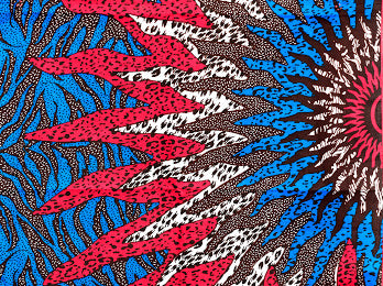 Seablue,White,Pink, Black Colourful Sunny Designed Ankara Cotton Wax Print Fabric With Detachable Silklined Headwrap