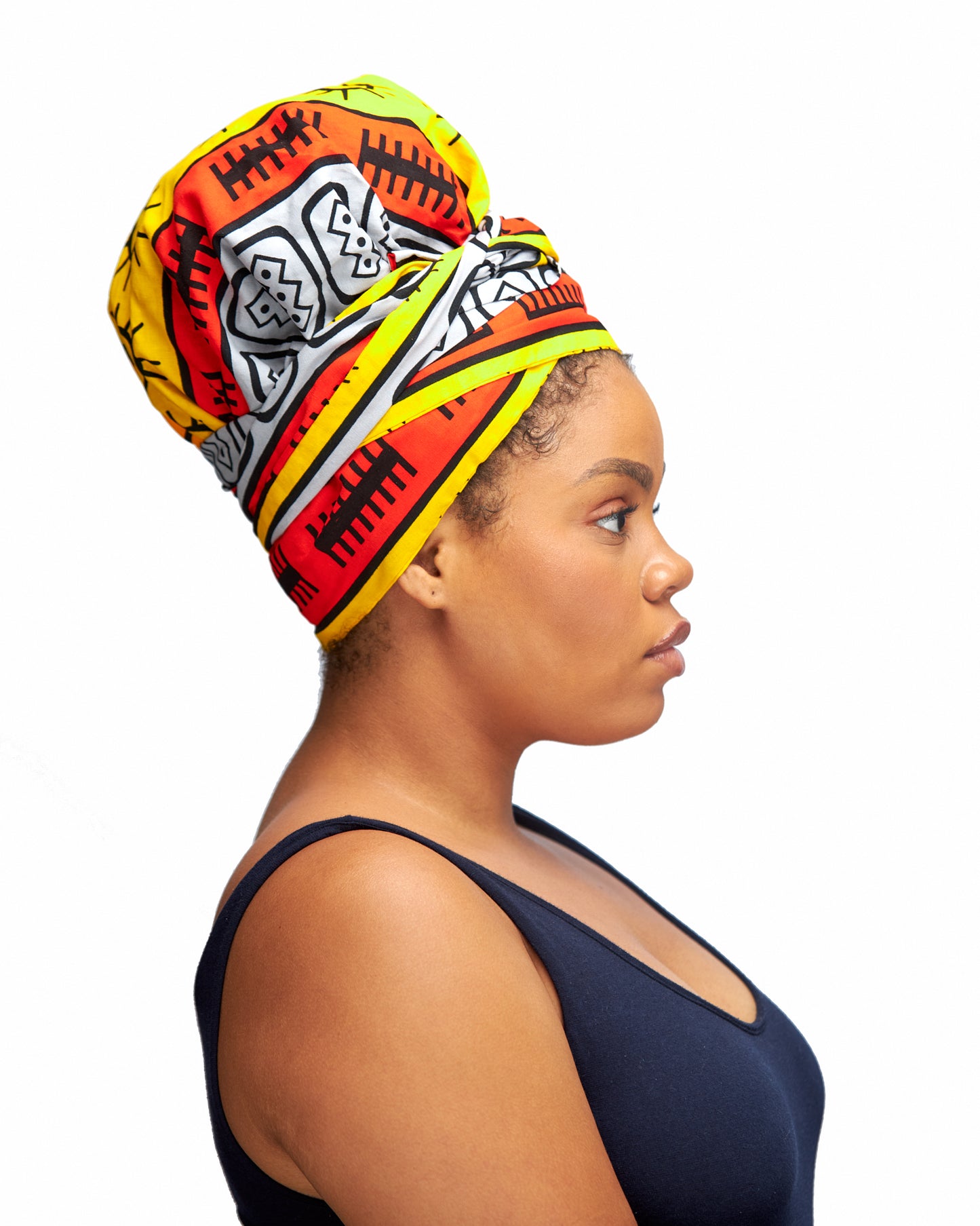 Ankara Wax Print Made of Ash, Yellow, Gold,Red And Black Blend of Beautiful Colours And Pattern, Hand Made Elastic Silklined Bonnet With Band