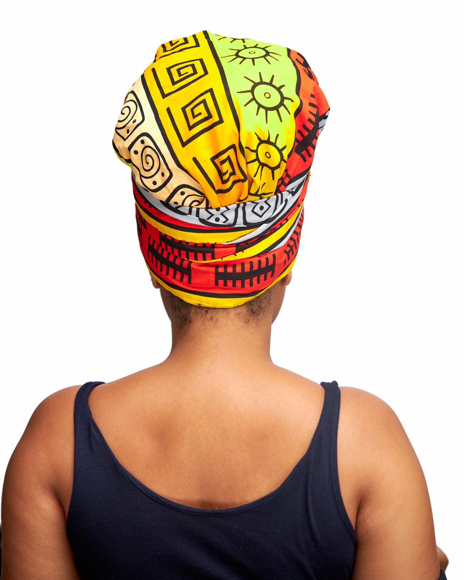 Ankara Wax Print Made of Ash, Yellow, Gold,Red And Black Blend of Beautiful Colours And Pattern, Hand Made Elastic Silklined Bonnet With Band