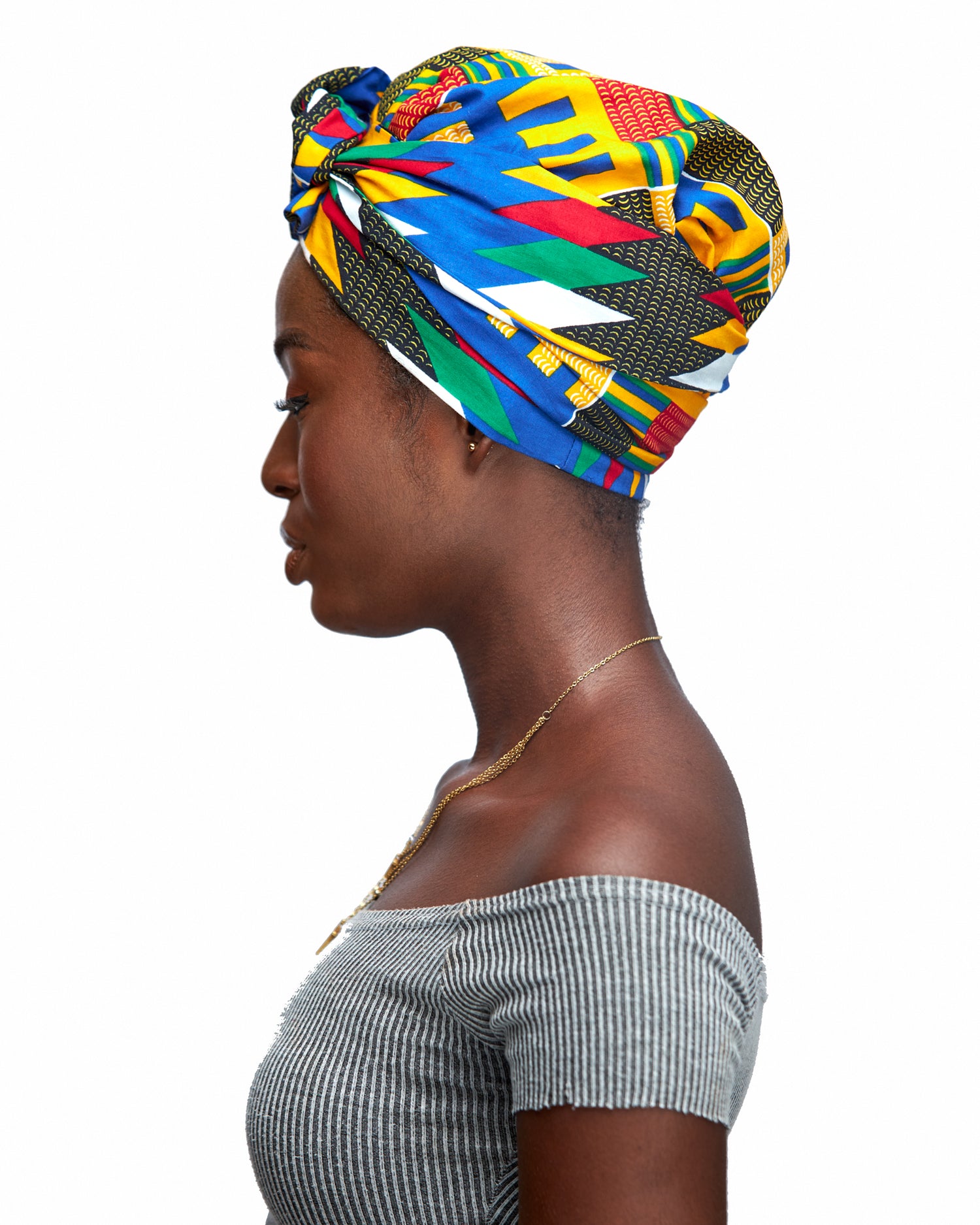 Ghanaian Kente Wax Print Made of Yellow, Red, Green, Black,Blue Blend of Beautiful Colours And Pattern With Adinkira Symbols, Hand Made Elastic Silklined Bonnet With Band