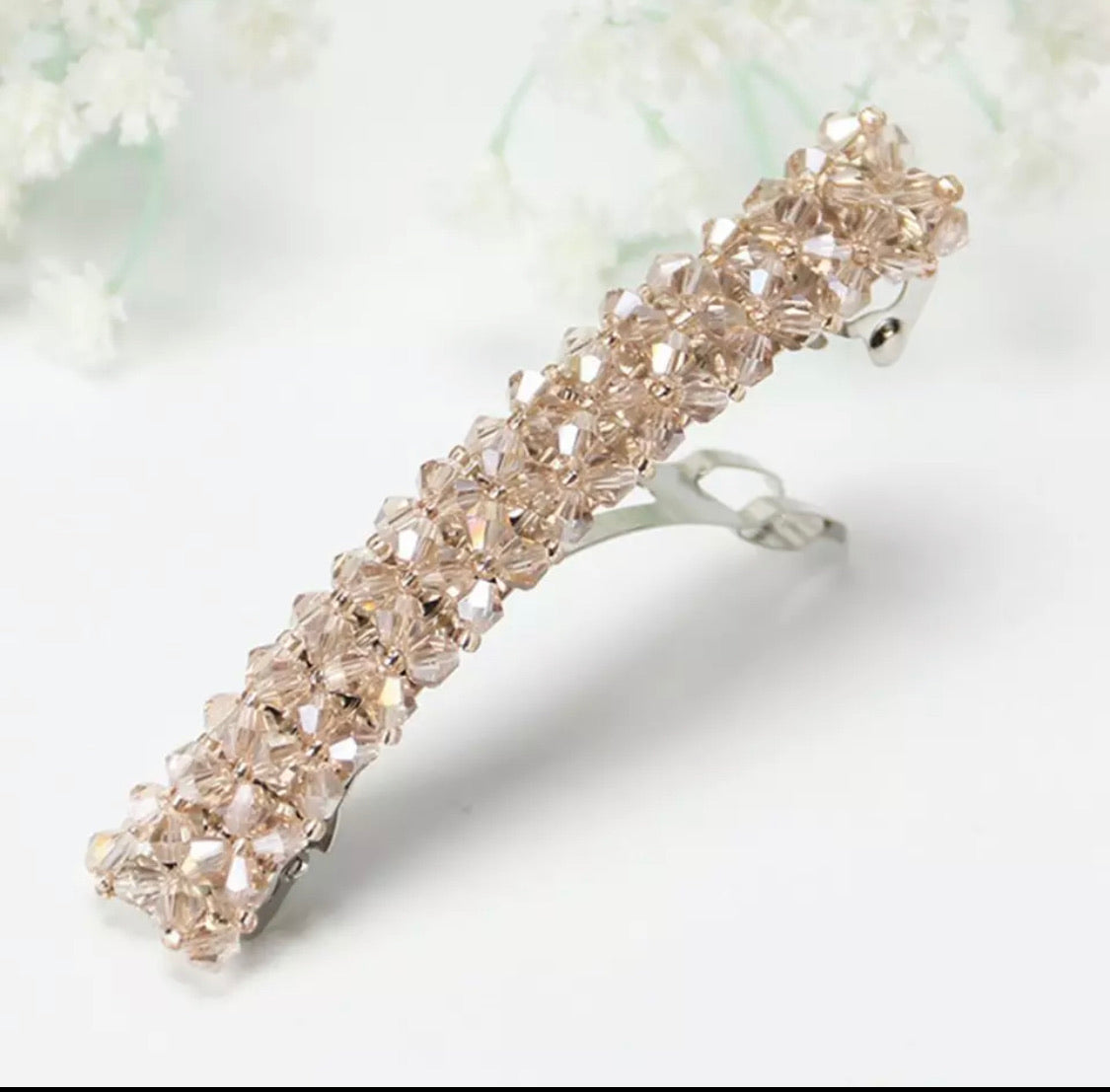 Cream Crystal Alloy Hair Clips