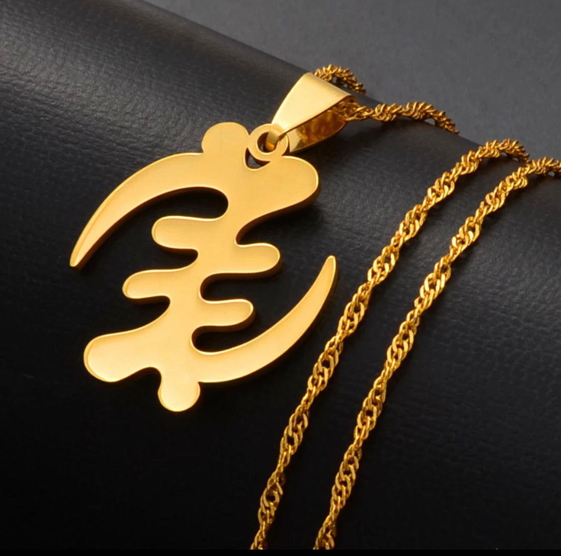 Gold Color Stainless Steel Adinkra Gye Nyame Ethnic Jewelry