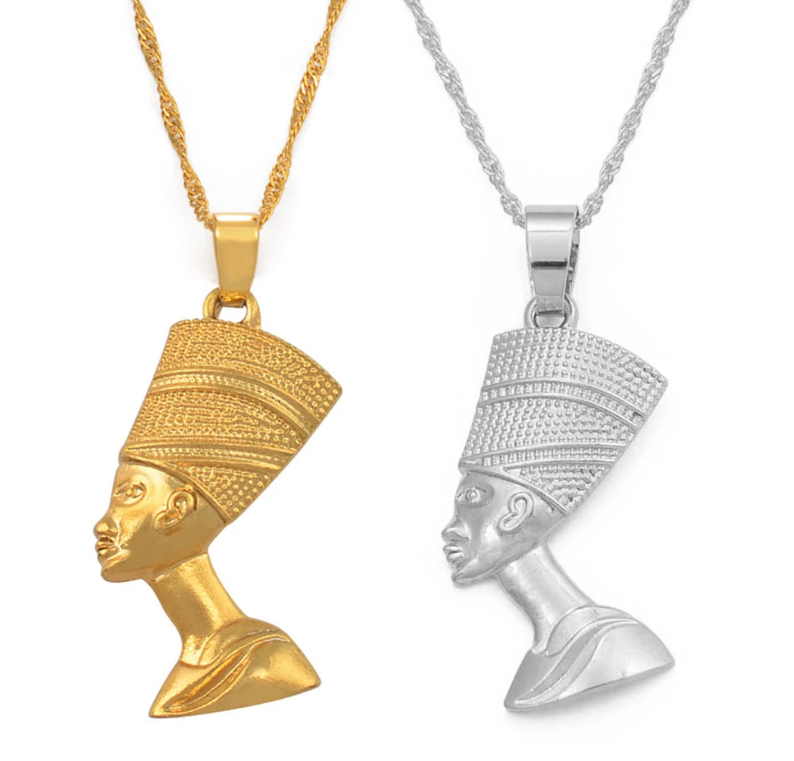 Egyptian Queen Neferti Pendant Necklaces Unisex African Jewelry