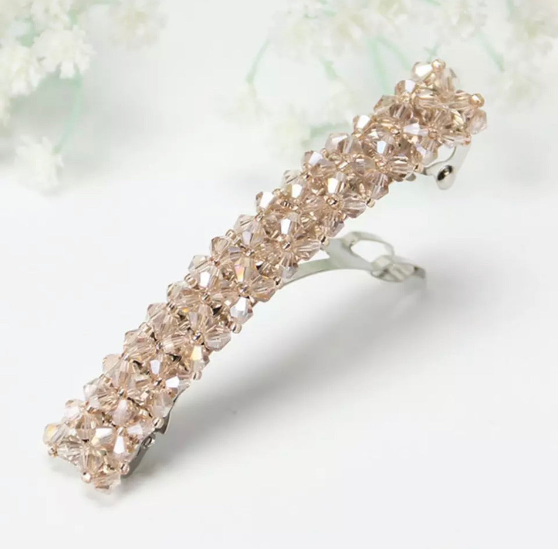 Cream Crystal Alloy Hair Clips