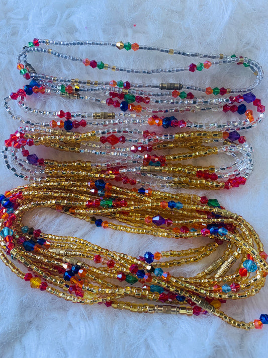 9 Inches Gold and Silver beads with red and blue pebble bar removable screw Anklet