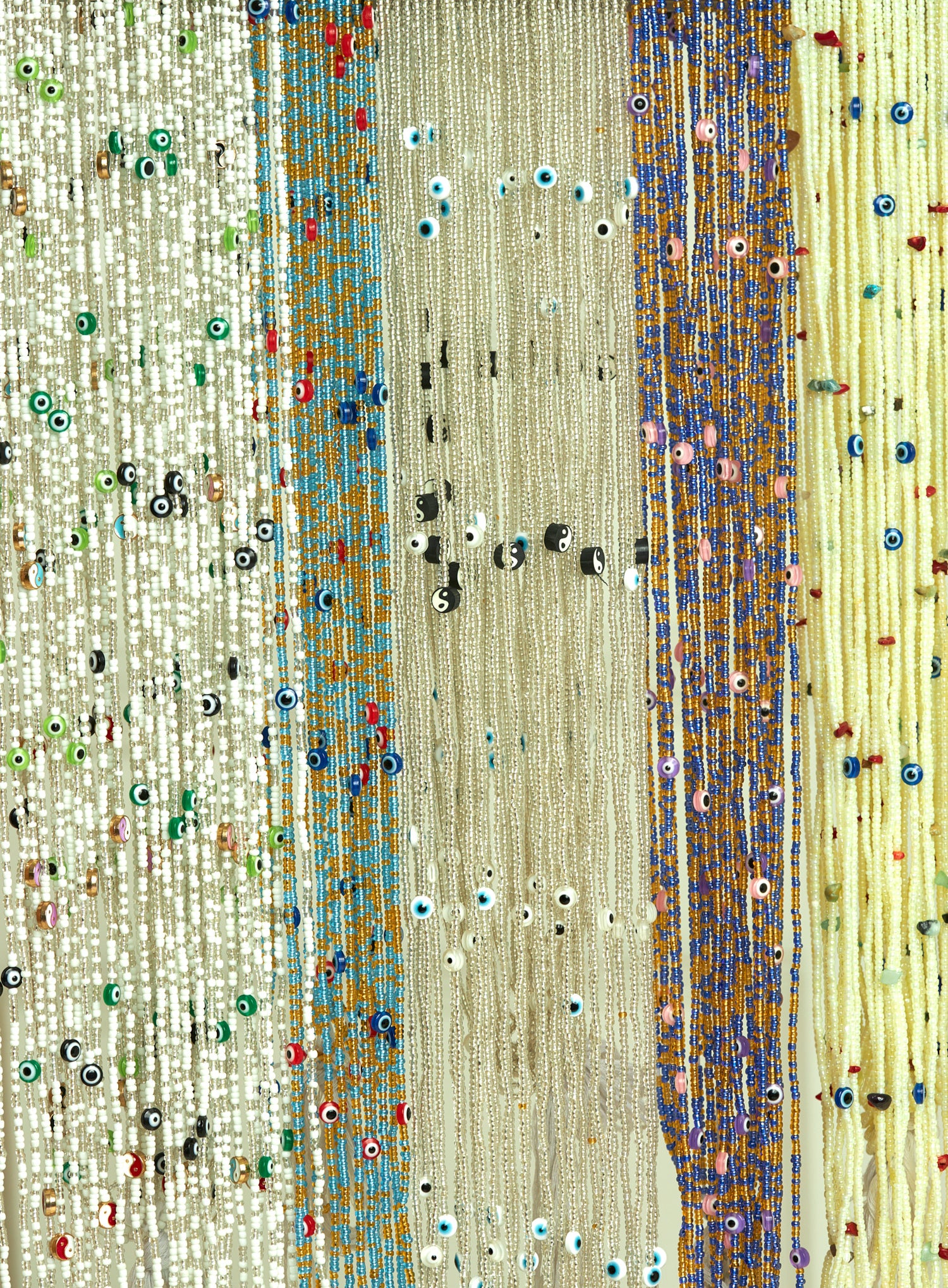 Two Toned Beads With Evil Eye Charms -Tie On