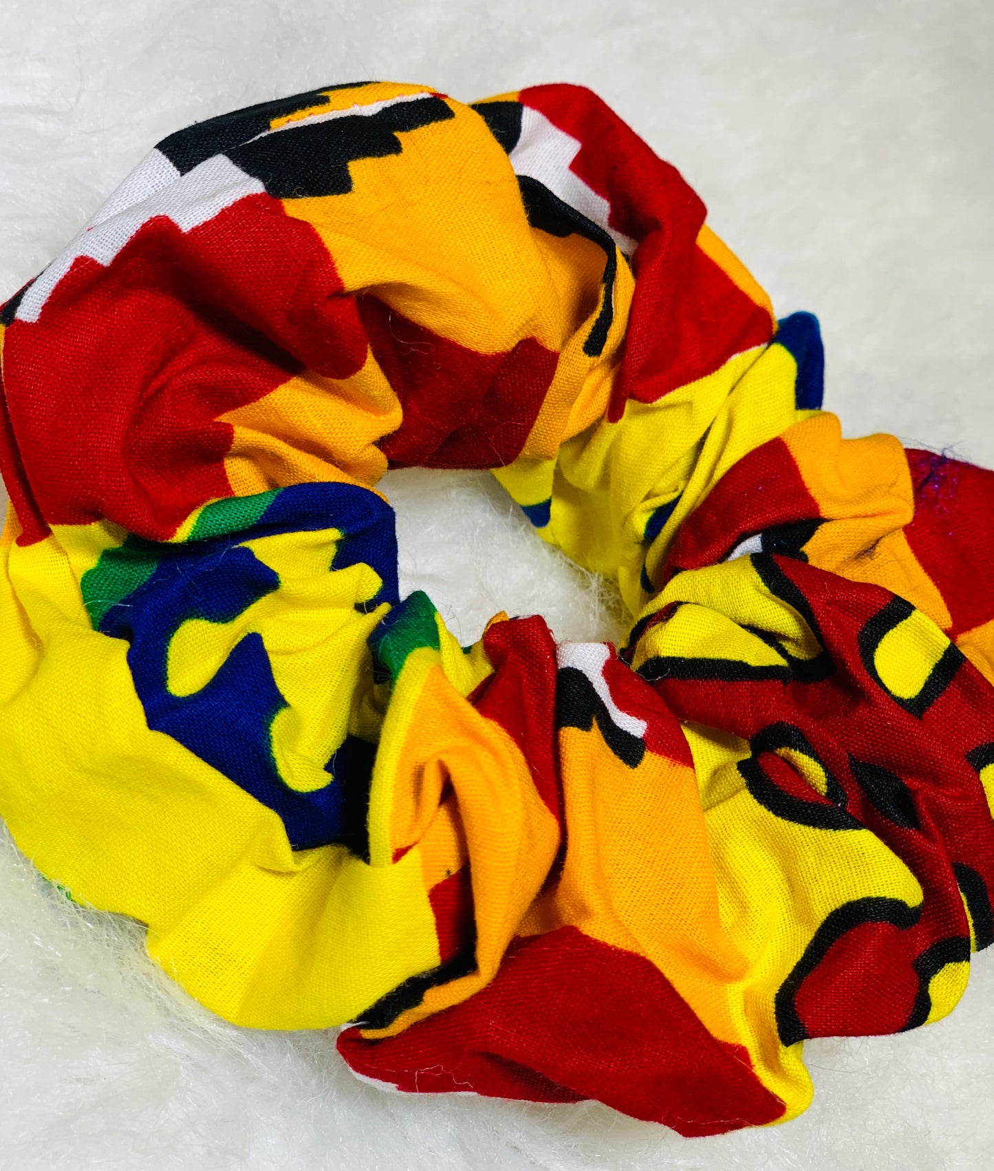 One Yellow , Red , Blue, Cream , Black And White Large scrunchie