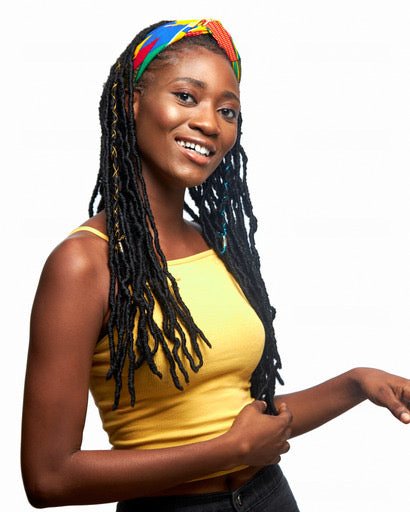 Red, Yellow, Sea Blue And Green Kente Print Interlock Headband