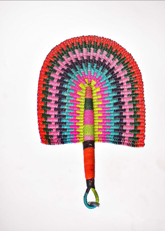 Agape Straw Woven Handfan(Leather Based Handle)