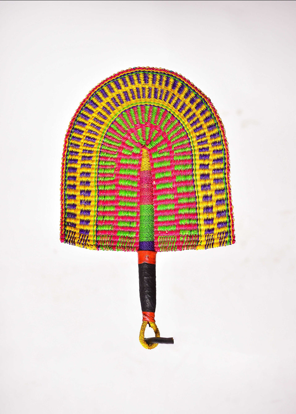 Ned Straw Woven Handfan(Leather Based Handle)