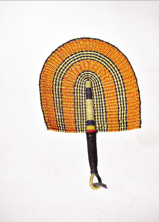 Keyair Straw Woven Handfan(Leather Based Handle)