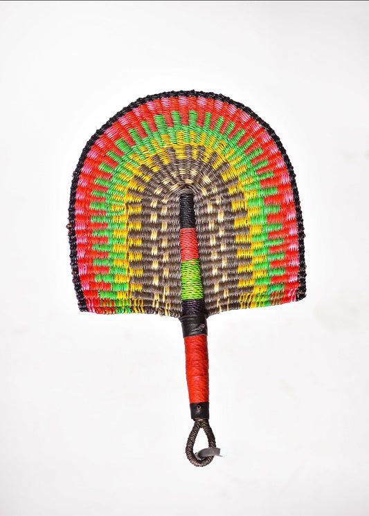 Glenmore Straw Woven Handfan(Leather Based Handle)