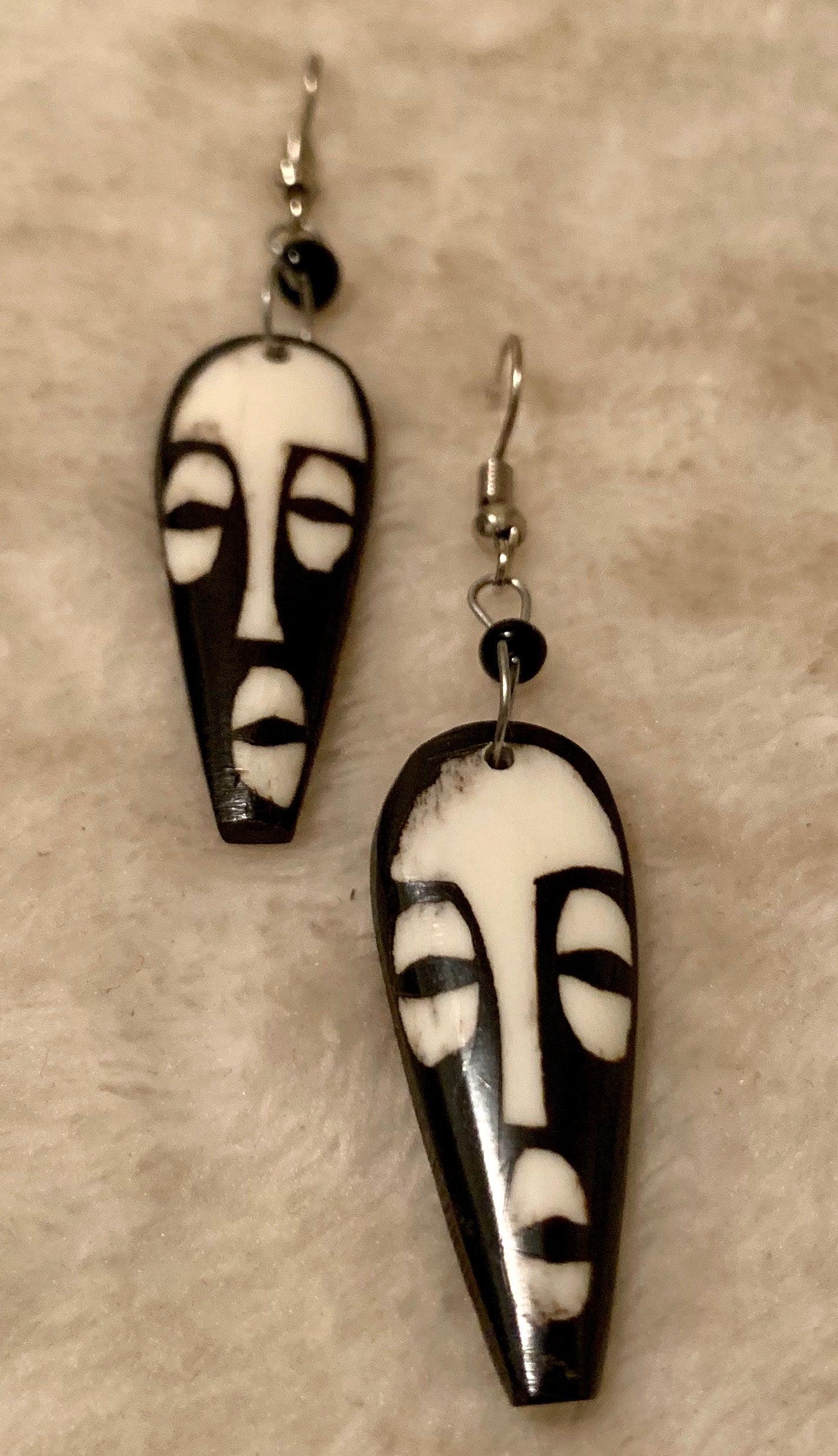 Black And White Human Face Mask bone earring