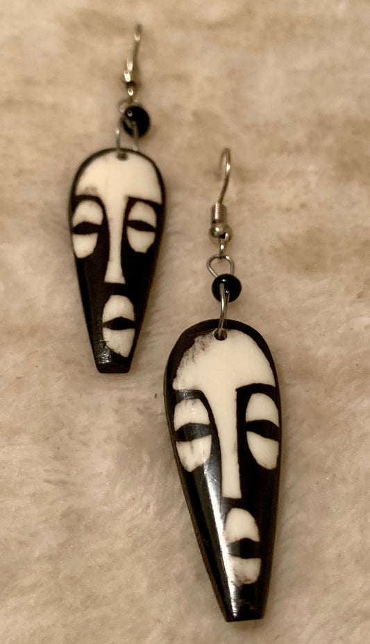 Black And White Human Face Mask bone earring