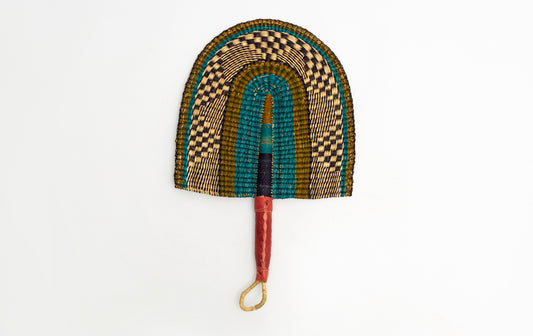 Danladi Straw Woven Handfan(Leather Based Handle)