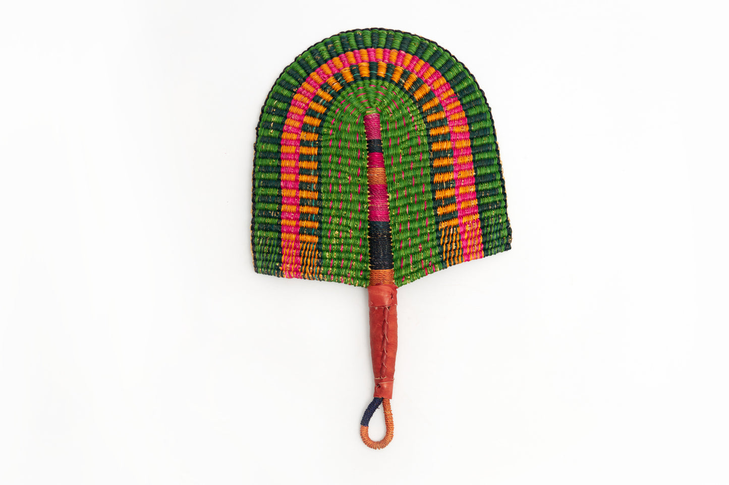 Frank Straw Woven Handfan(Leather Based Handle)