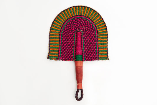 Kunta Straw Woven Handfan(Leather Based Handle)