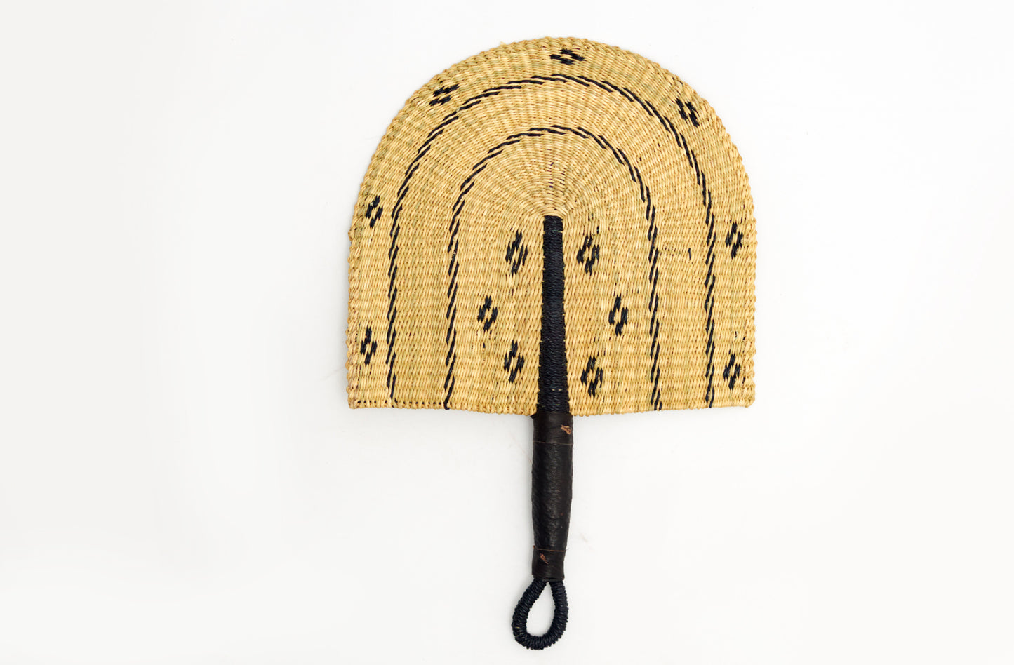 Lucy Straw Woven Handfan(Leather Based Handle)