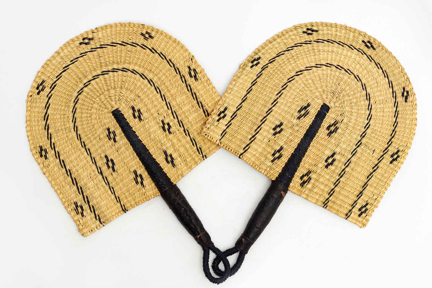 Lucy Straw Woven Handfan(Leather Based Handle)