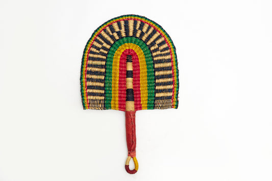 Safiya Straw Woven Handfan(Leather Based Handle)