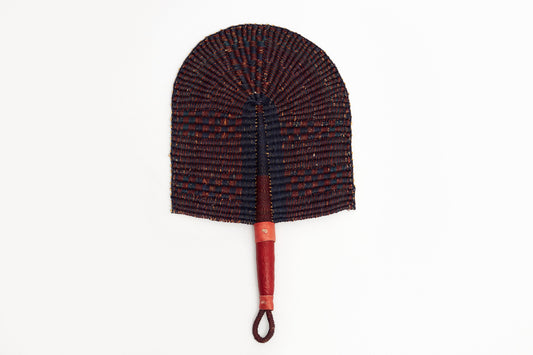 Hamida Straw Woven Handfan(Leather Based Handle)