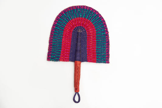 Arrow Straw Woven Handfan(Leather Based Handle)