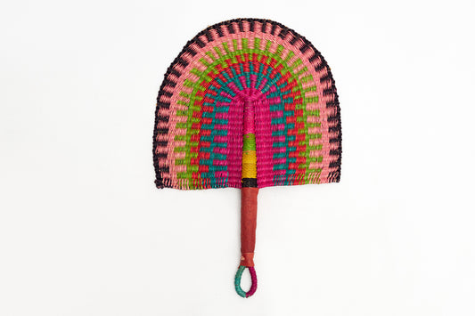 Alewa Straw Woven Handfan(Leather Based Handle)