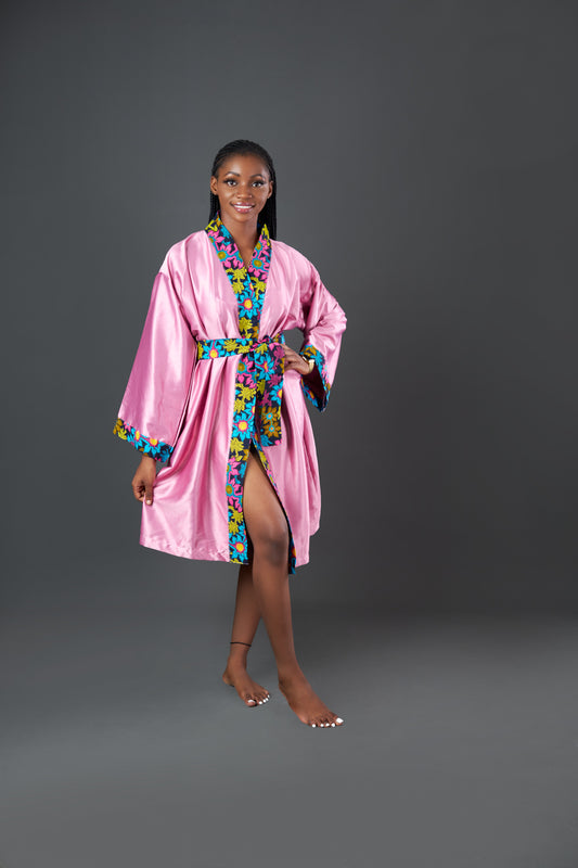 Pinkish Silk Kimono Robe