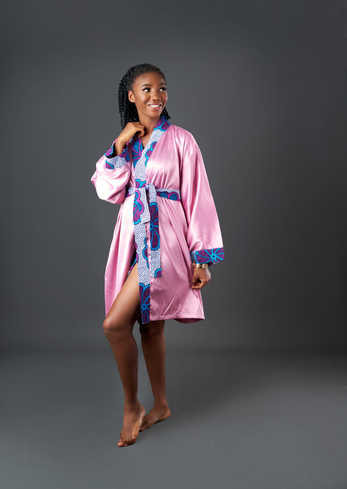 Pinkish Silk Kimono Robe