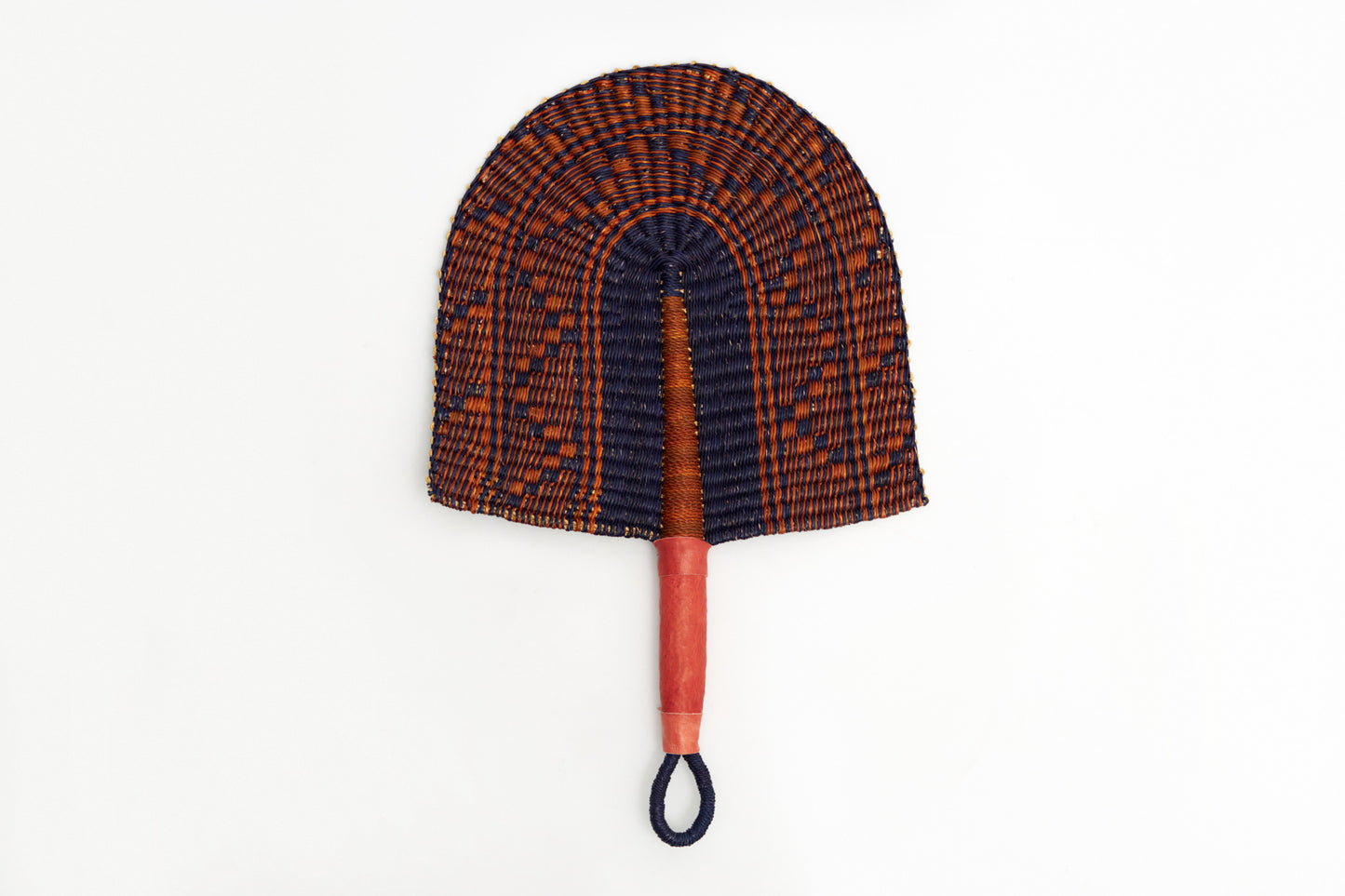 Kazia Straw Woven Handfan(Leather Based Handle)