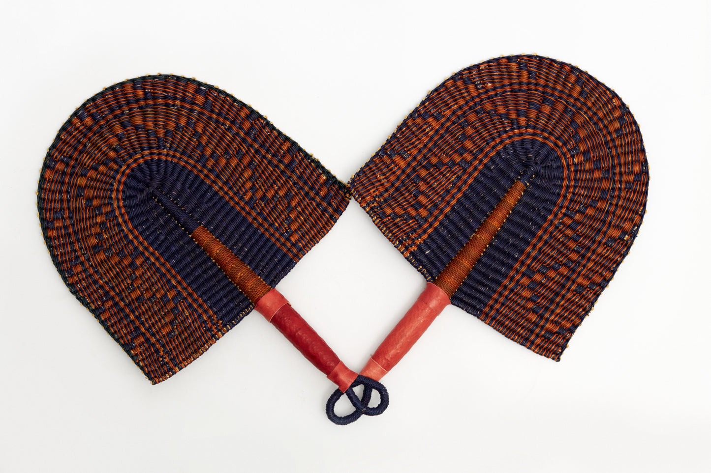 Kazia Straw Woven Handfan(Leather Based Handle)