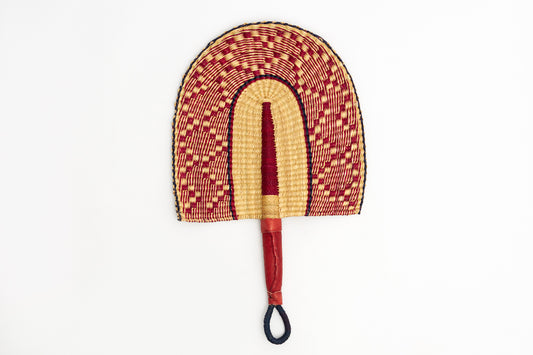Rejoyce Straw Woven Handfan(Leather Based Handle)