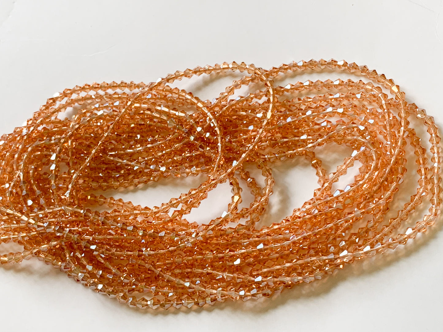 53 Inches Orange Shiny Crystal Tie On Waist beads