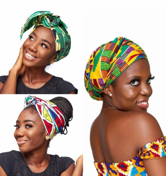 Wholesale (Bulk) Ankara/Bogolan And Kente Headwrap “30*30” Inches (Not Silk Lined)