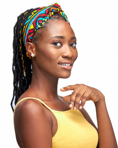 Red, Yellow, Sea Blue And Black Ankara Print Interlock Headband