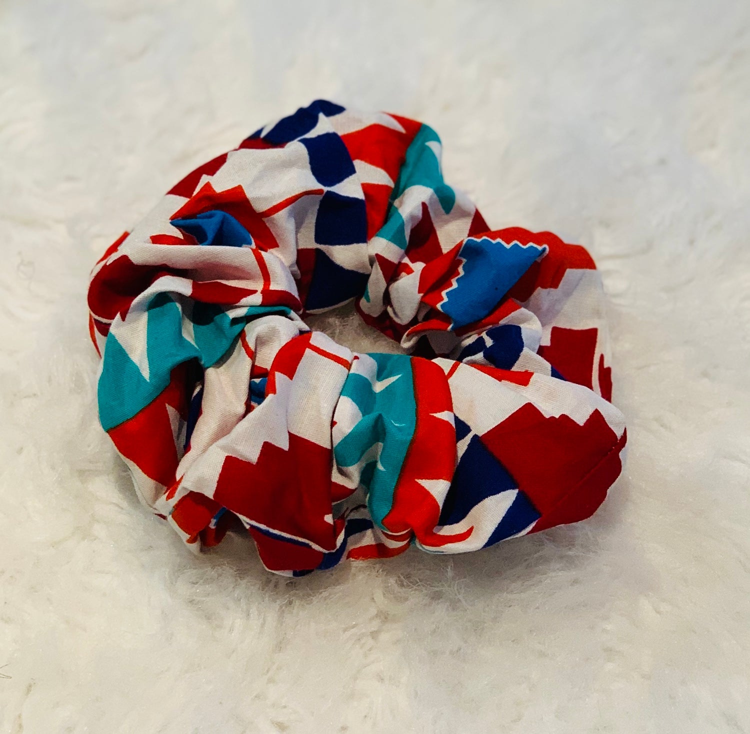 One Red, Deep Blue , White , Wine  And Sea Blue Large Scrunchie 