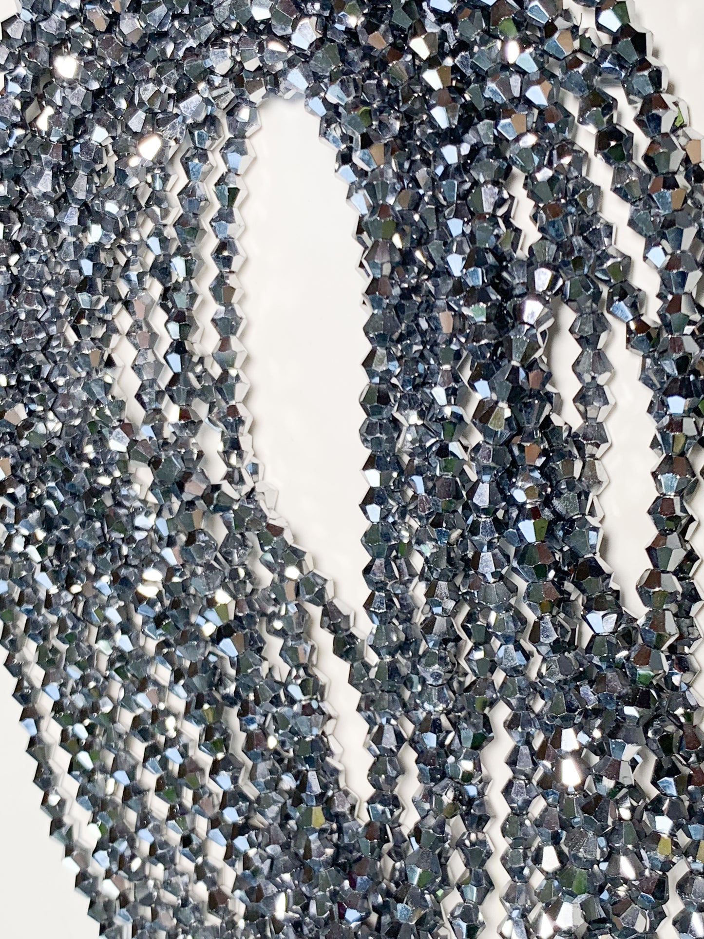 52 Inches Silver Shiny Crystal Tie on Waist beads