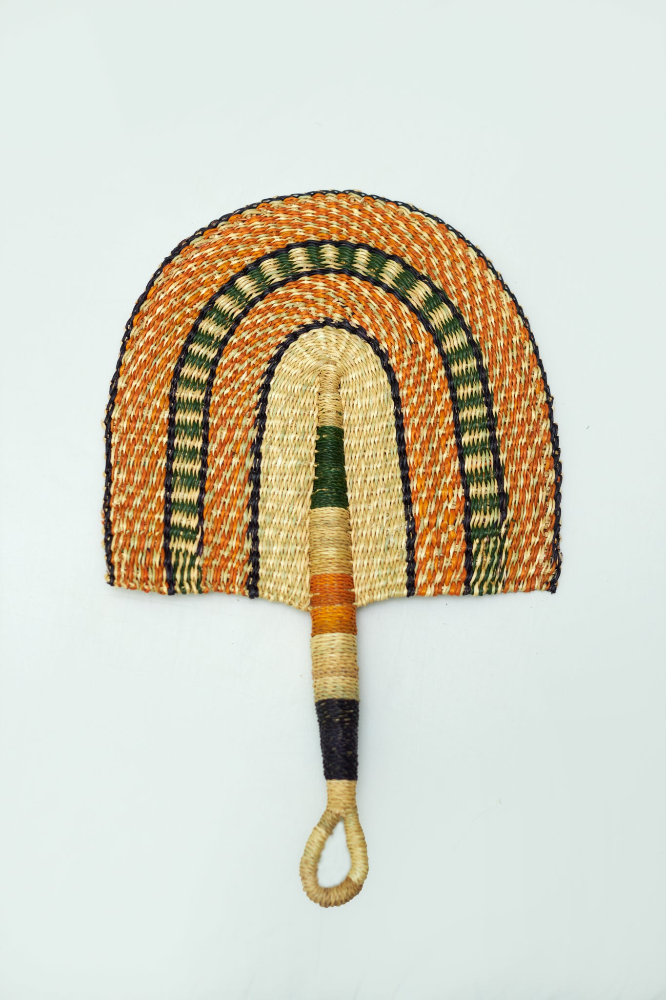 Peach Straw Woven Handfan