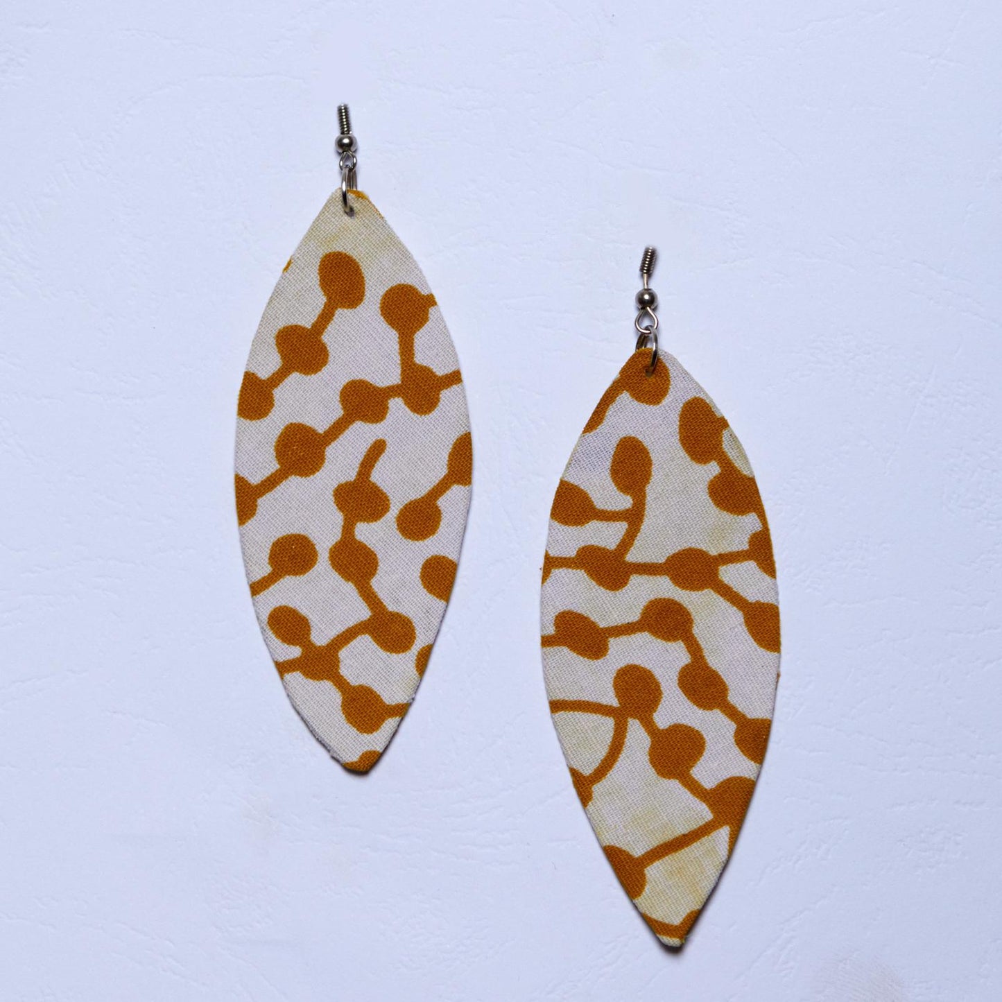 Light weight dangling Ankara Print Earrings,classy and sexy white and curry  blend of colours