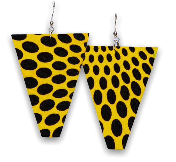 Light weight dangling Ankara Print Earrings,classy and sexy yellow and dotted black blend of colours