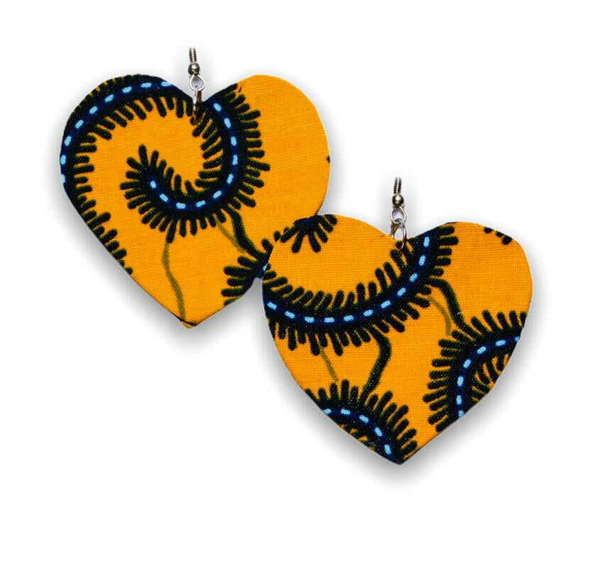 Light weight dangling Ankara Print Earrings,classy and sexy yellow,white and black  blend of colours