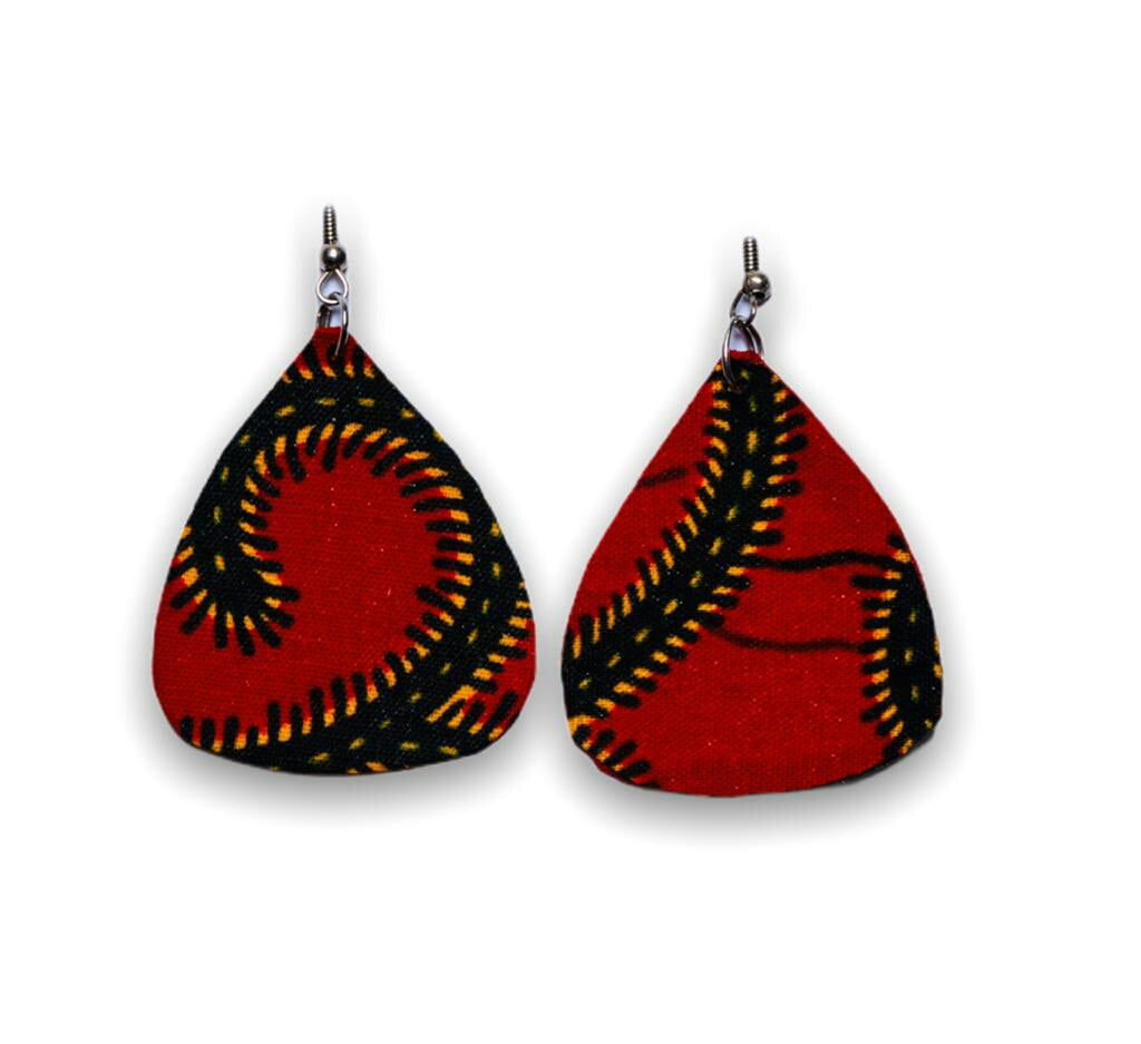 Light weight dangling Ankara Print Earrings,classy and sexy Black,gold, and red blend of colours