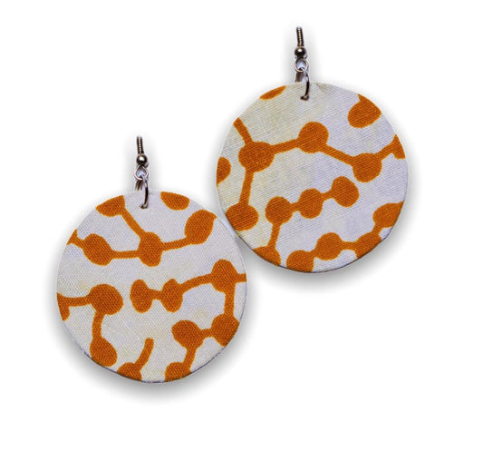 Light weight dangling Ankara Print Earrings,classy and sexy white and curry  blend of colours
