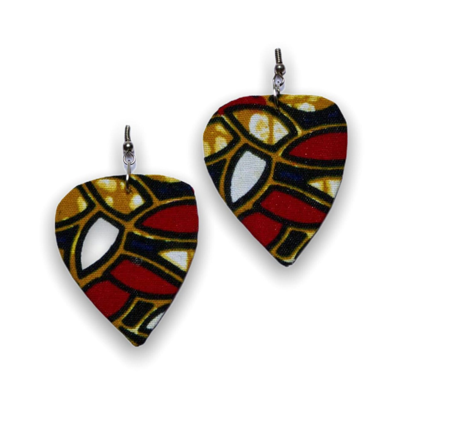 Light weight dangling Ankara Print Earrings,classy and sexy red, gold,white and black  blend of colours