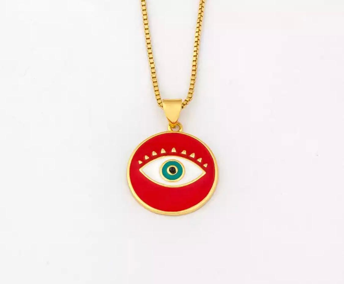 Cubic Zirconia Encrusted Turkish Evil Eye Necklace
